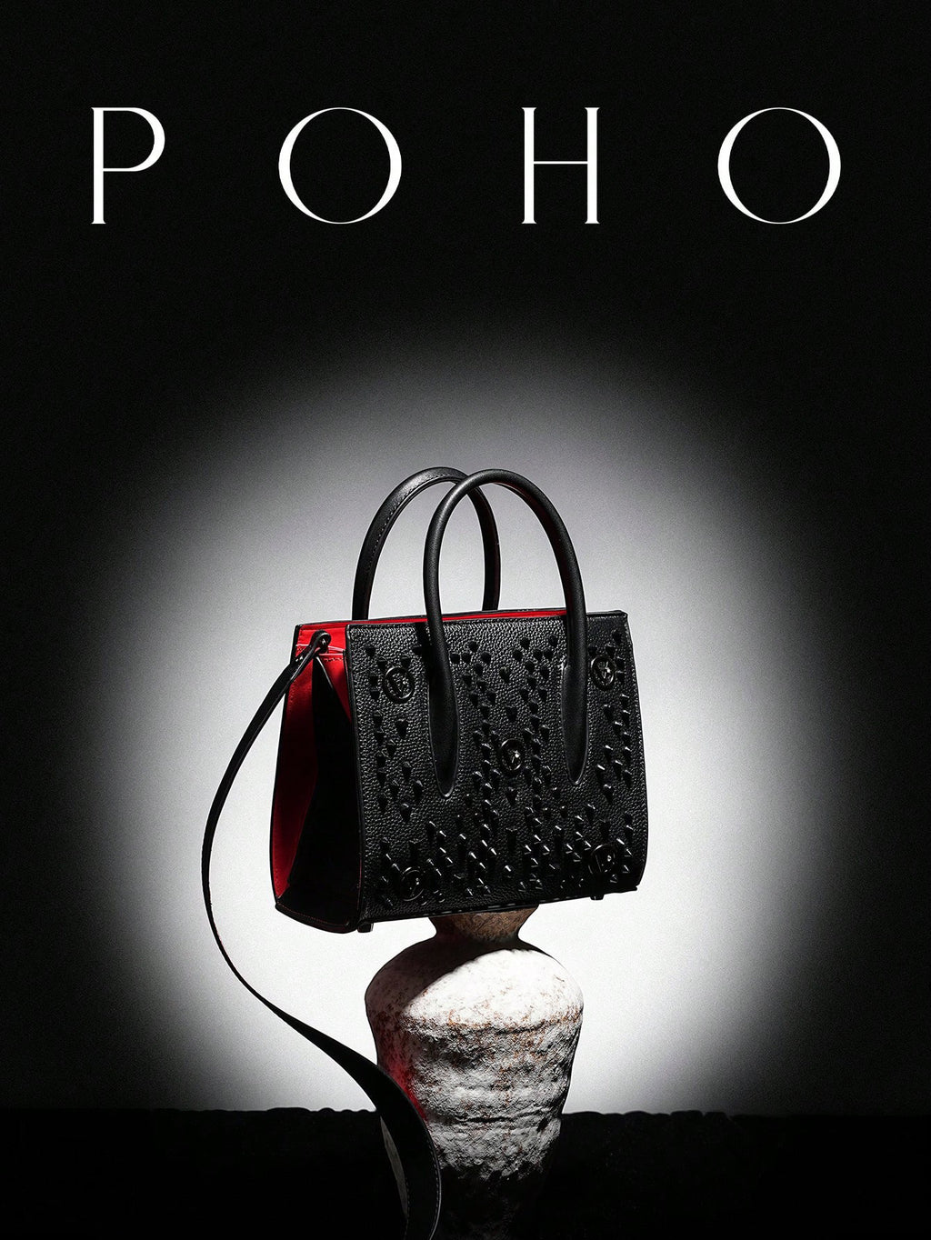 Poho lychee pattern studded women's handbag