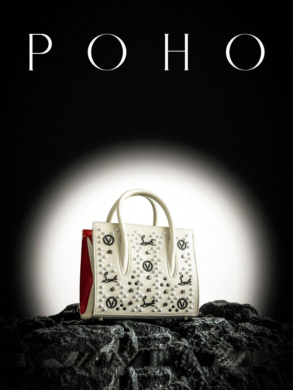 Poho lychee pattern studded women's handbag