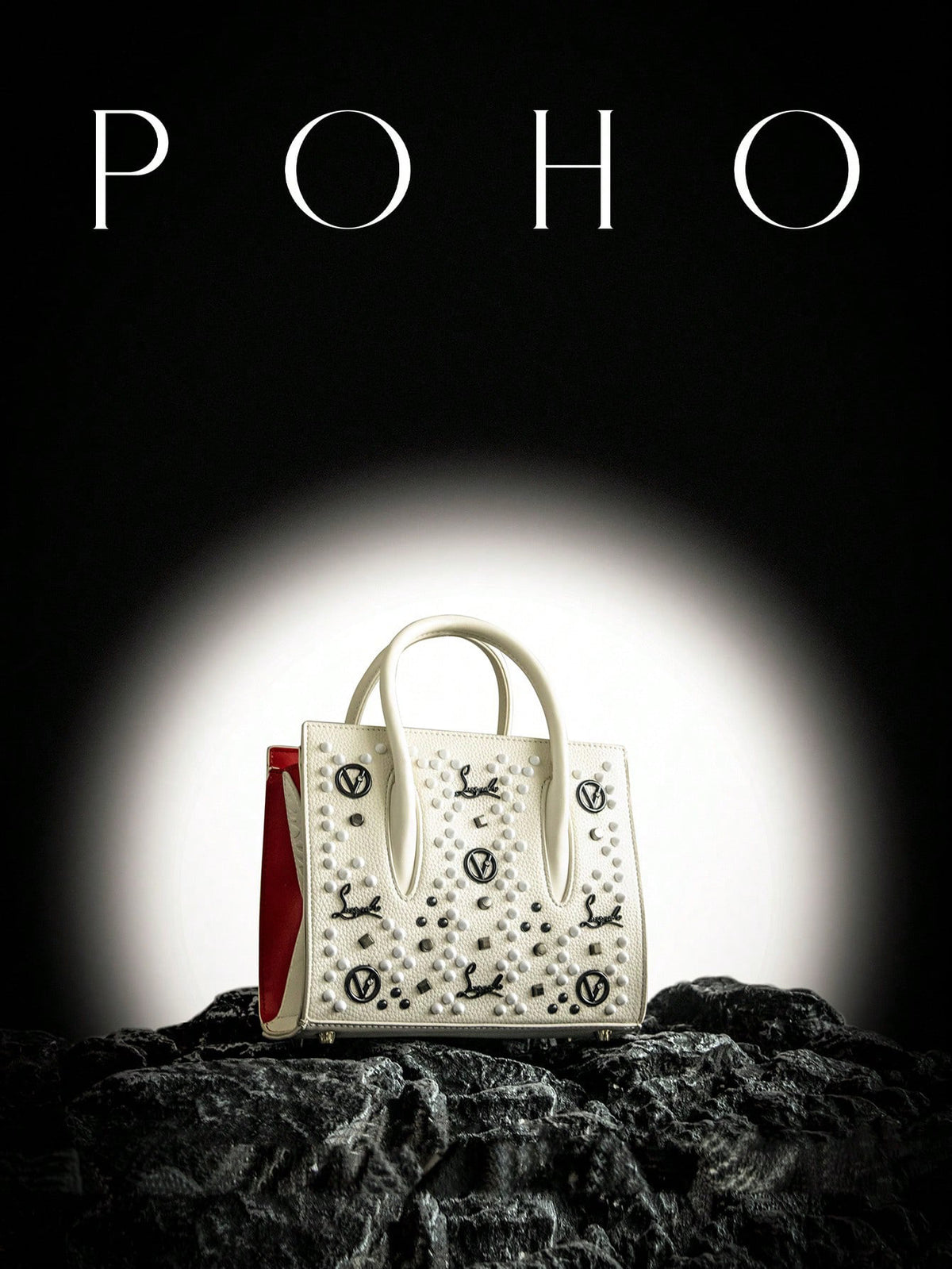 Poho lychee pattern studded women's handbag