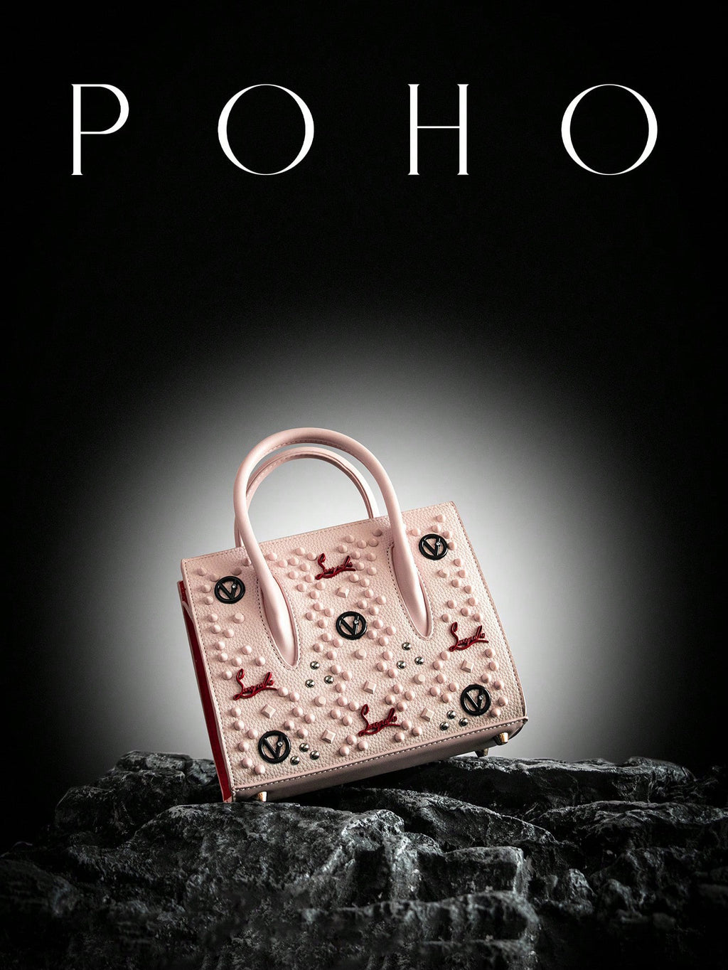 Poho lychee pattern studded women's handbag