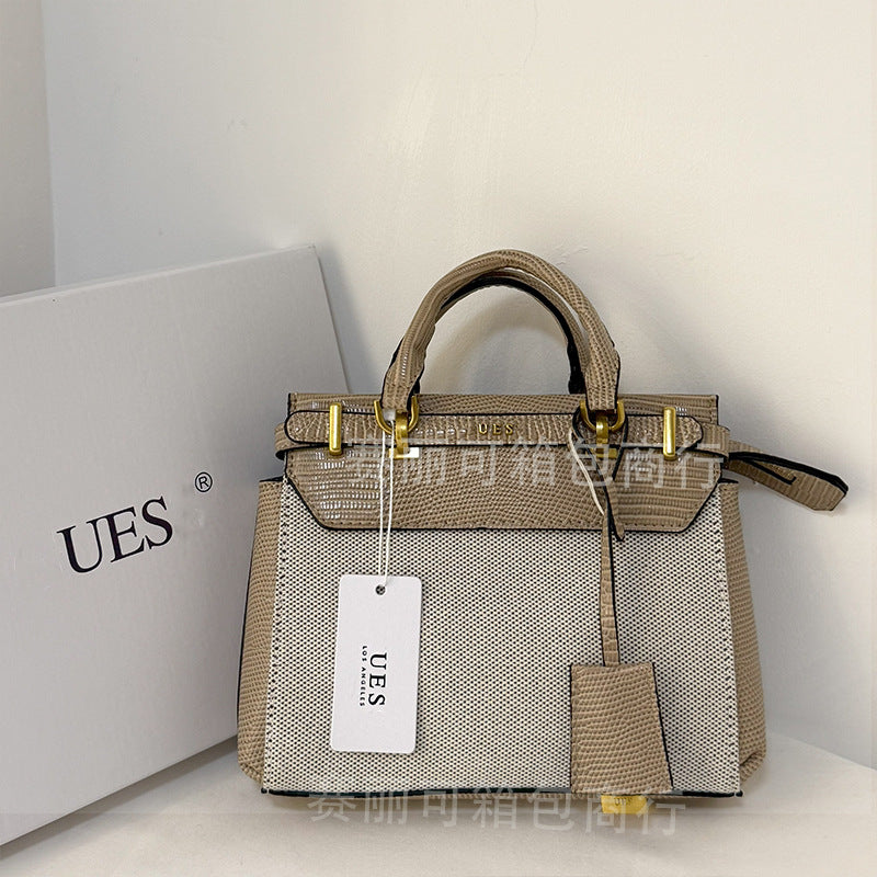 Large capacity belt decoration tote handbag