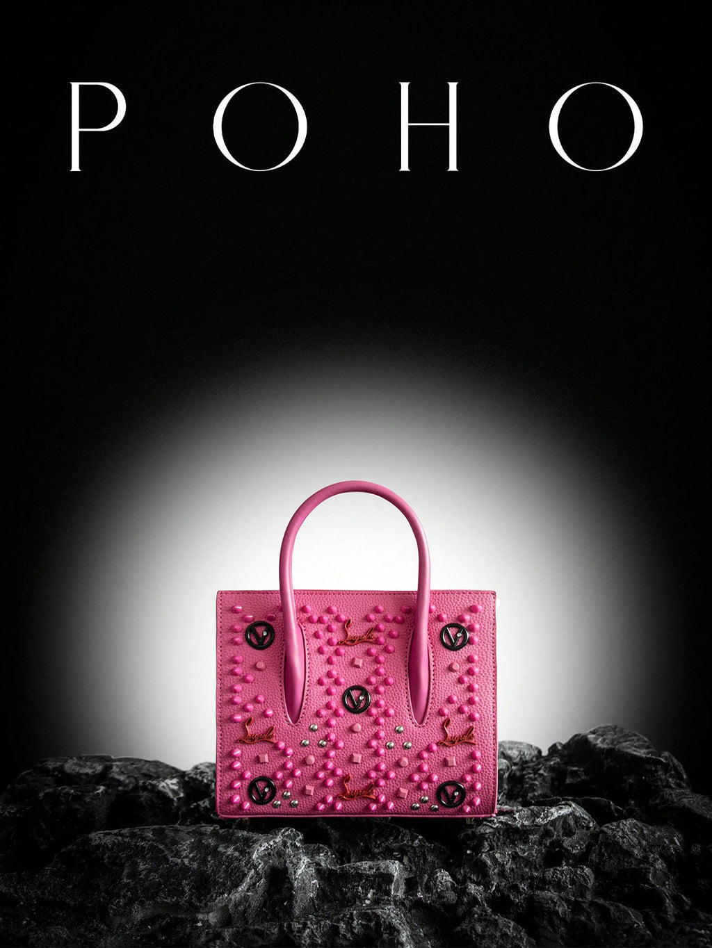 Poho lychee pattern studded women's handbag