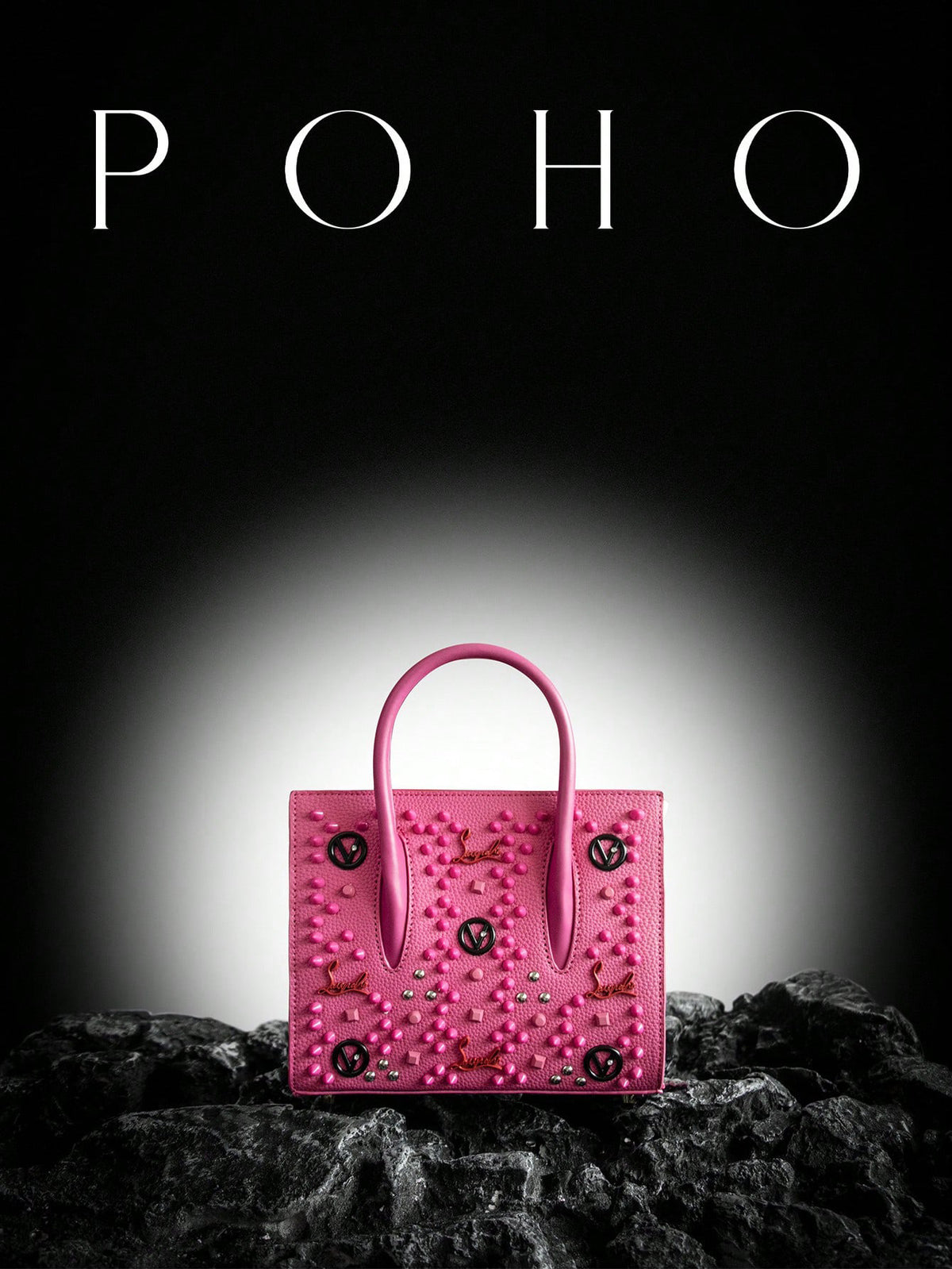 Poho lychee pattern studded women's handbag